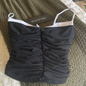White fox bustier top small black and white NWT